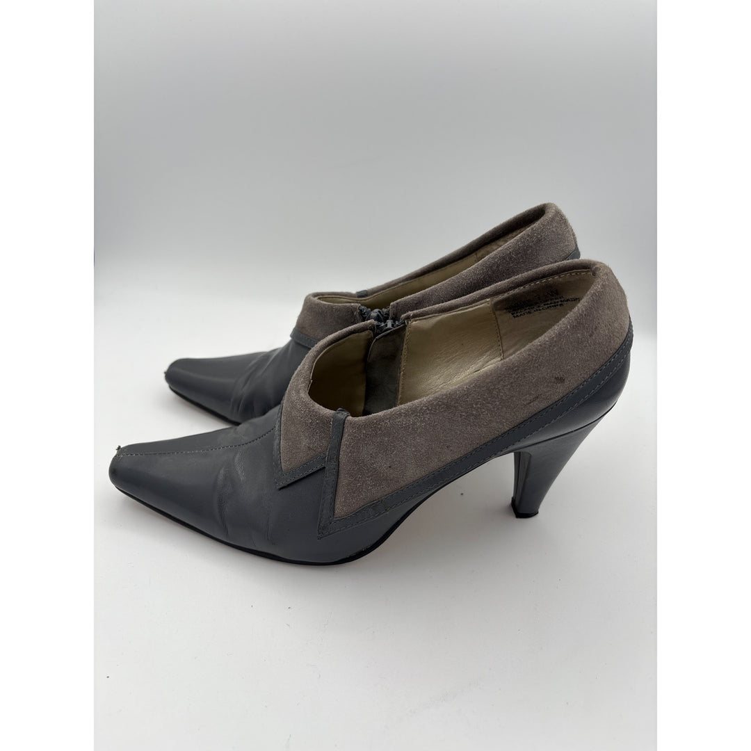 Bellini Womens 7.5 Gray Leather & Suede Pointed Toe Heels Made In China