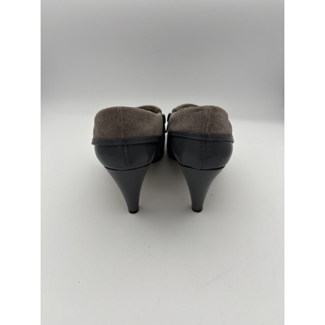 Bellini Womens 7.5 Gray Leather & Suede Pointed Toe Heels Made In China