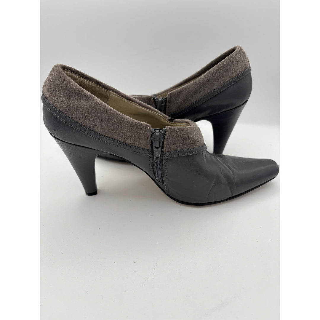 Bellini Womens 7.5 Gray Leather & Suede Pointed Toe Heels Made In China