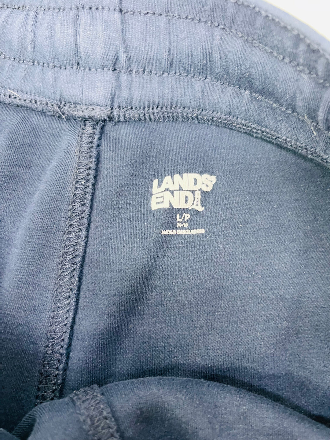 Lands’ End Sport Knit Cropped Pants Women’s Large Navy Pull-On Stretch Casual