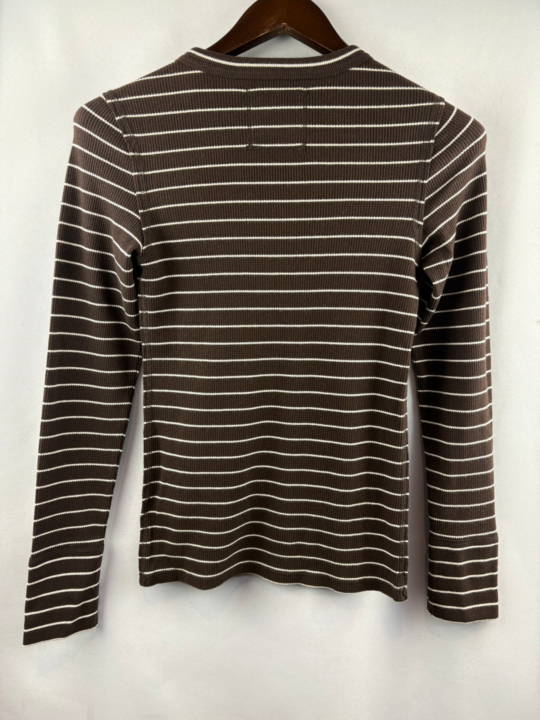 Women’s Aerie Medium Chocolate Brown w/ White Stripes Long Sleeve