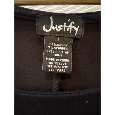 Black Justify Dress with lace up shoulder caps Size L