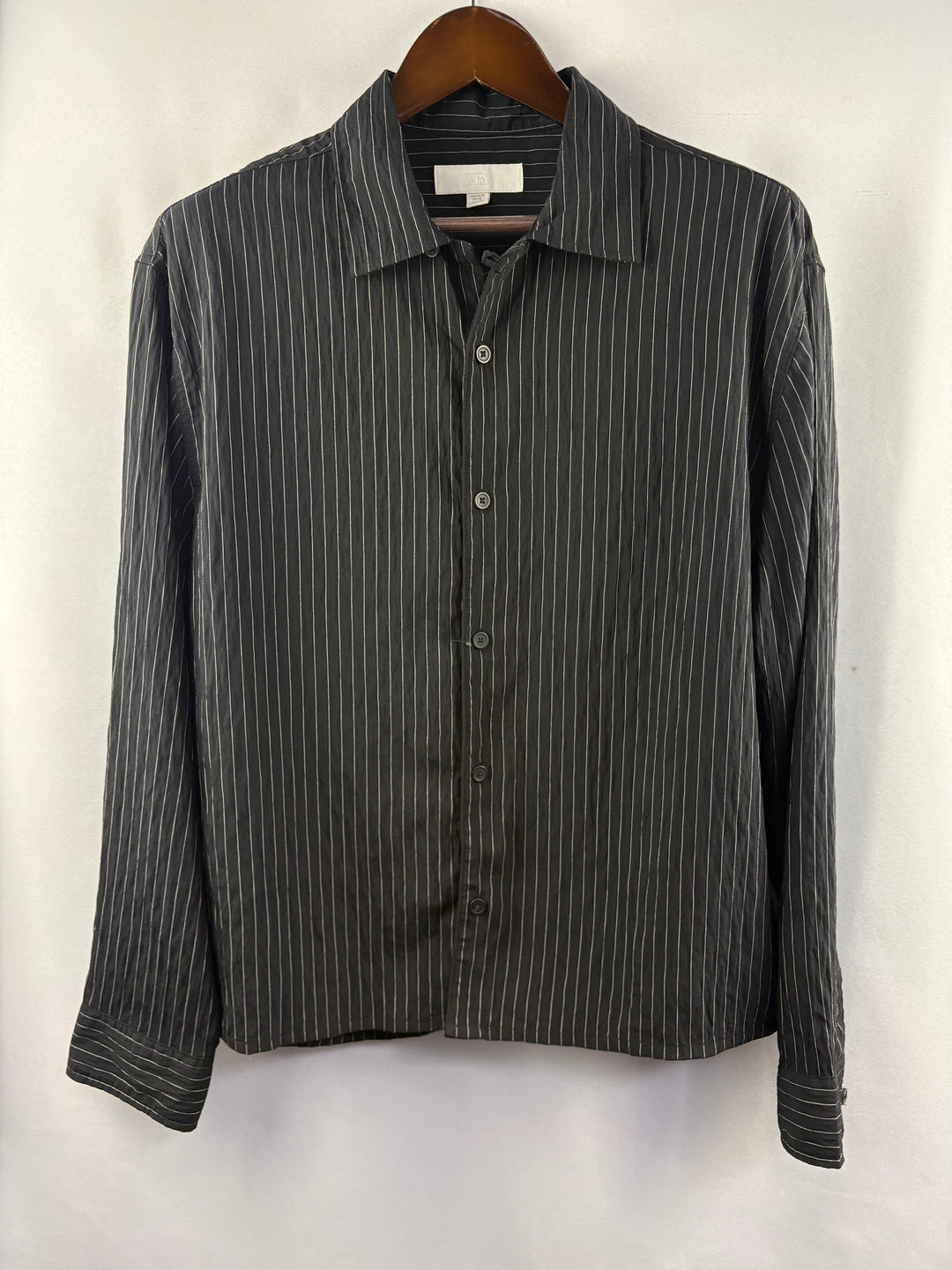 Women’s Zara Medium Black w/ White Stripes Button Up
