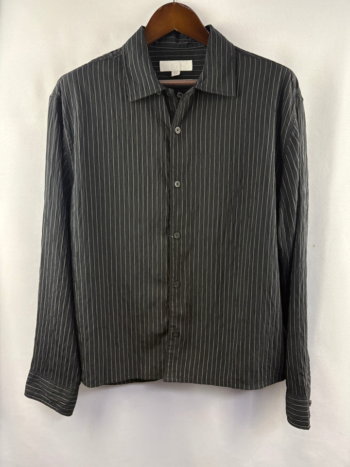 Women’s Zara Medium Black w/ White Stripes Button Up