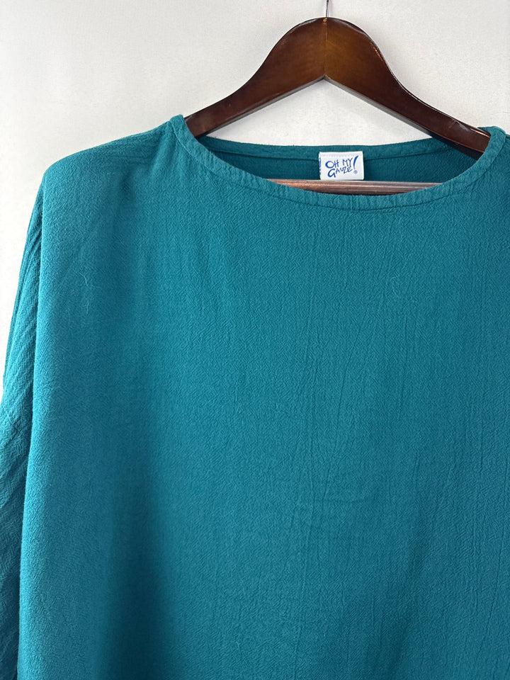 Women’s Oh My Gauze! XL Dark Teal Long Sleeve Blouse