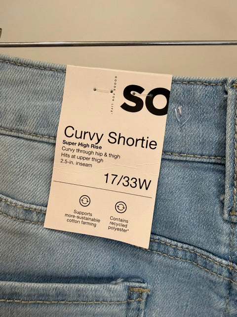 SO Curvy Shortie Jean Shorts Sz17/33W(NWT, Super High Rise)