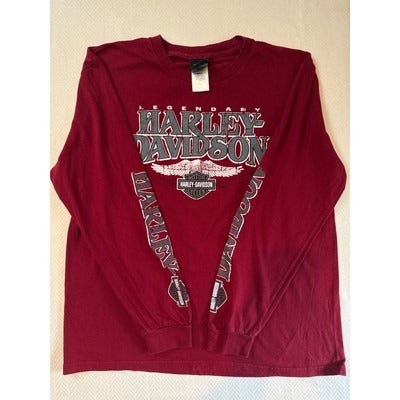 Men’s Harley Davidson Maroon Long Sleeve T-Shirt Sz XL