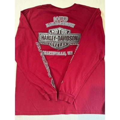 Men’s Harley Davidson Maroon Long Sleeve T-Shirt Sz XL