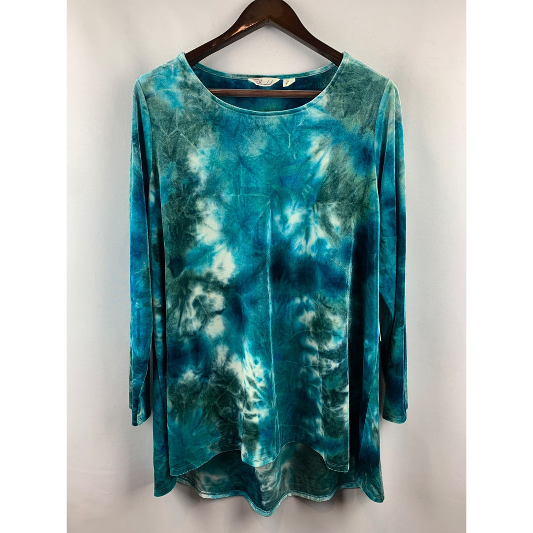 Women’s Cafe Marrakesh Blue Tie Dye Velvet Tunic Size 1X