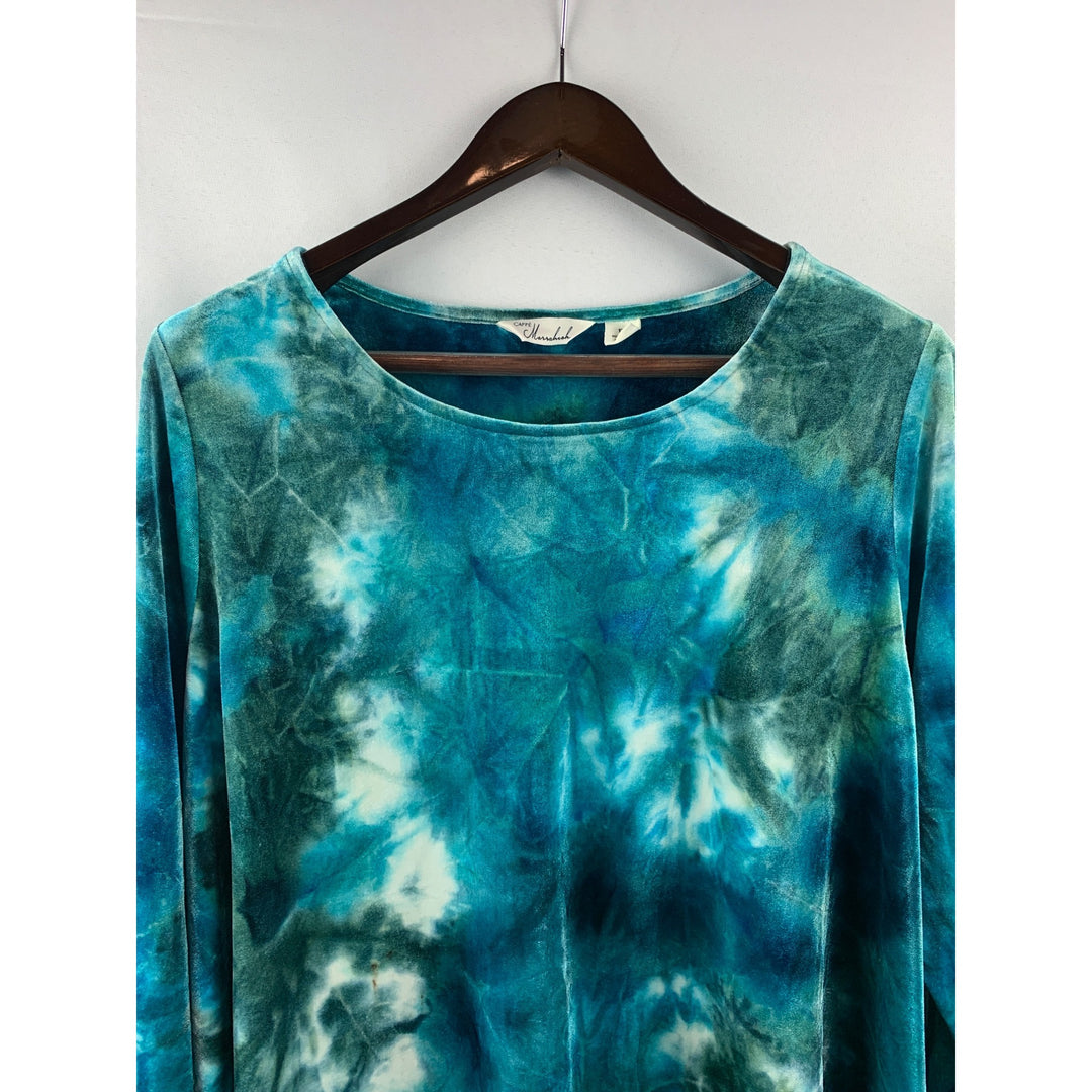 Women’s Cafe Marrakesh Blue Tie Dye Velvet Tunic Size 1X