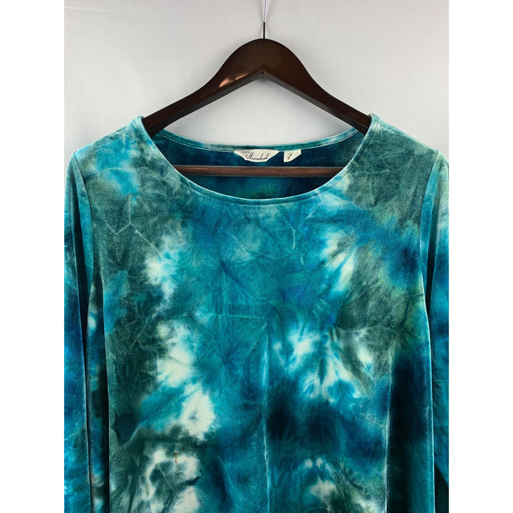Women’s Cafe Marrakesh Blue Tie Dye Velvet Tunic Size 1X