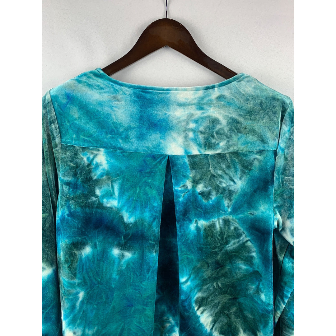 Women’s Cafe Marrakesh Blue Tie Dye Velvet Tunic Size 1X