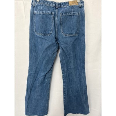 We The Free Womens Denim Jeans Size 28 Blue High Waist Cropped Raw Hem Style