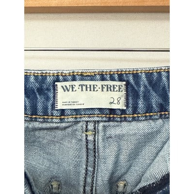 We The Free Womens Denim Jeans Size 28 Blue High Waist Cropped Raw Hem Style
