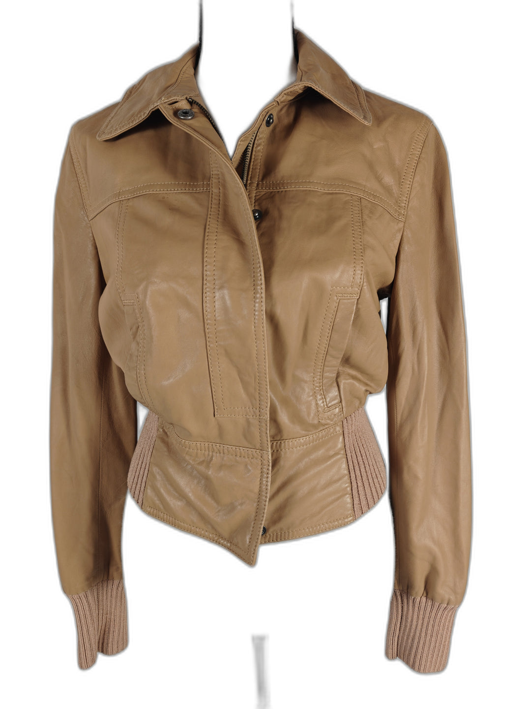 Womens Catherine Malandrino Leather Jacket Tan Size 2