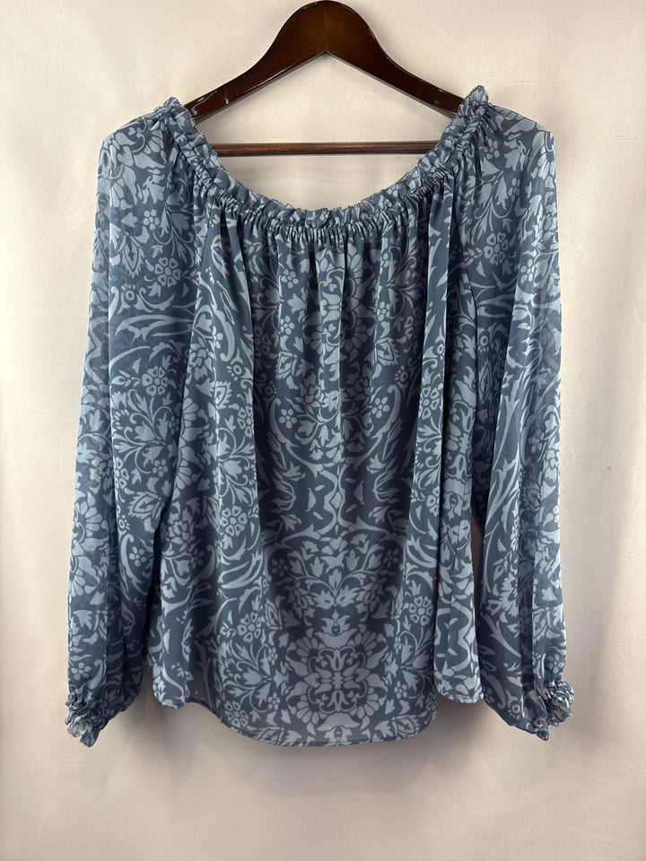 Women’s White House Black Market XL Blue Patterned Blouse