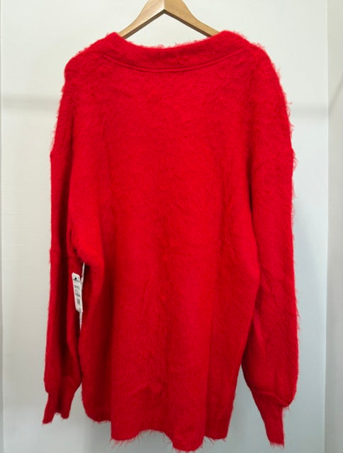 BP Mohair V‑Neck Oversized Red Sweater Sz1X NWT