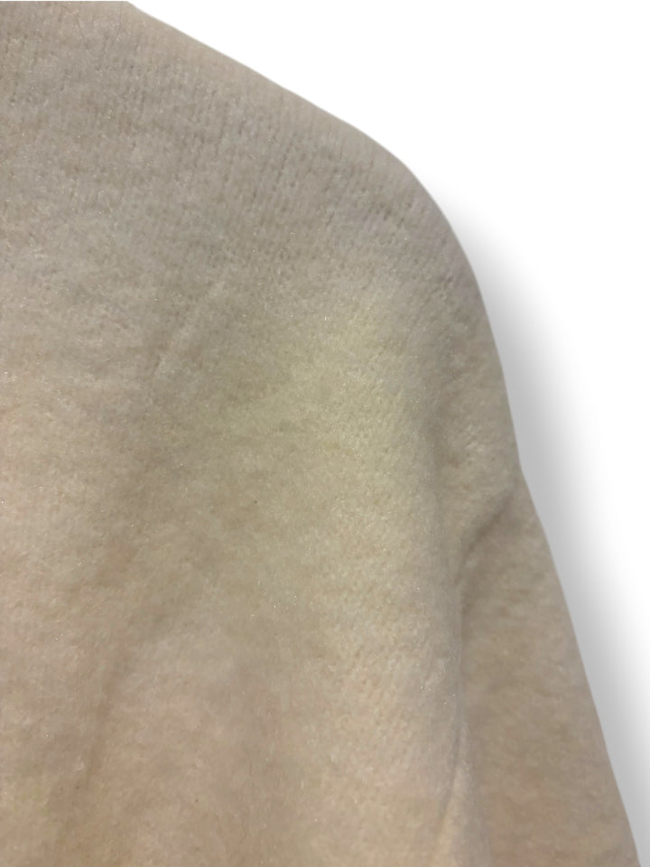 Zara Cream Fuzzy Sweater Oversized Cropped Knit Size L Holiday Quiet Luxury