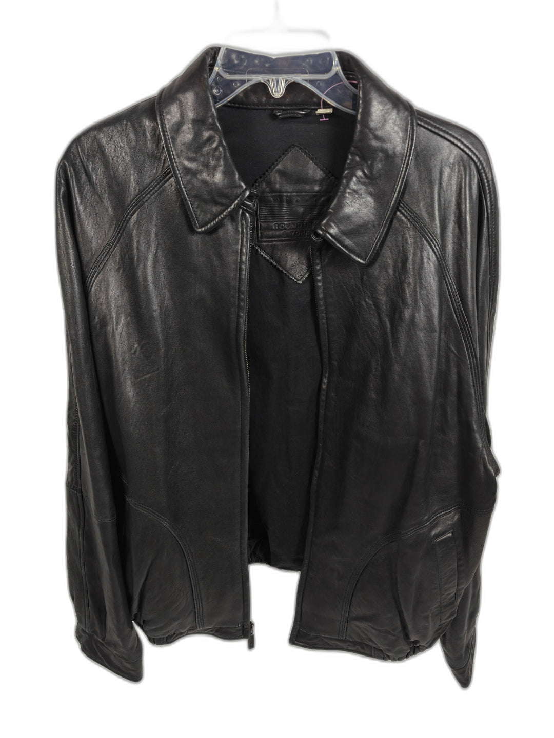 Roundtree And Yorke Mens Genuine Lambskin Leather Bomber Jacket Black Size L