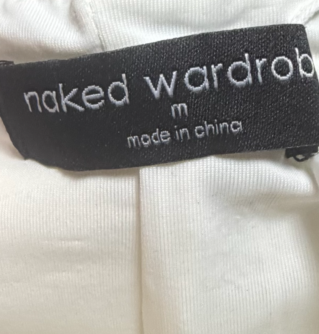 Naked Wardrobe White Faux Leather Maxi Skirt Size M NWT High Slit Pleather