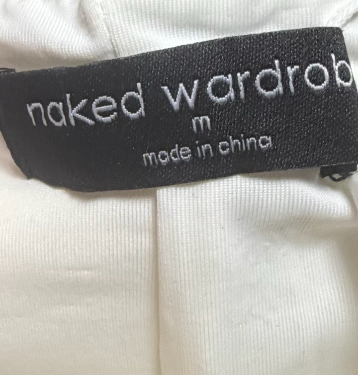 Naked Wardrobe White Faux Leather Maxi Skirt Size M NWT High Slit Pleather