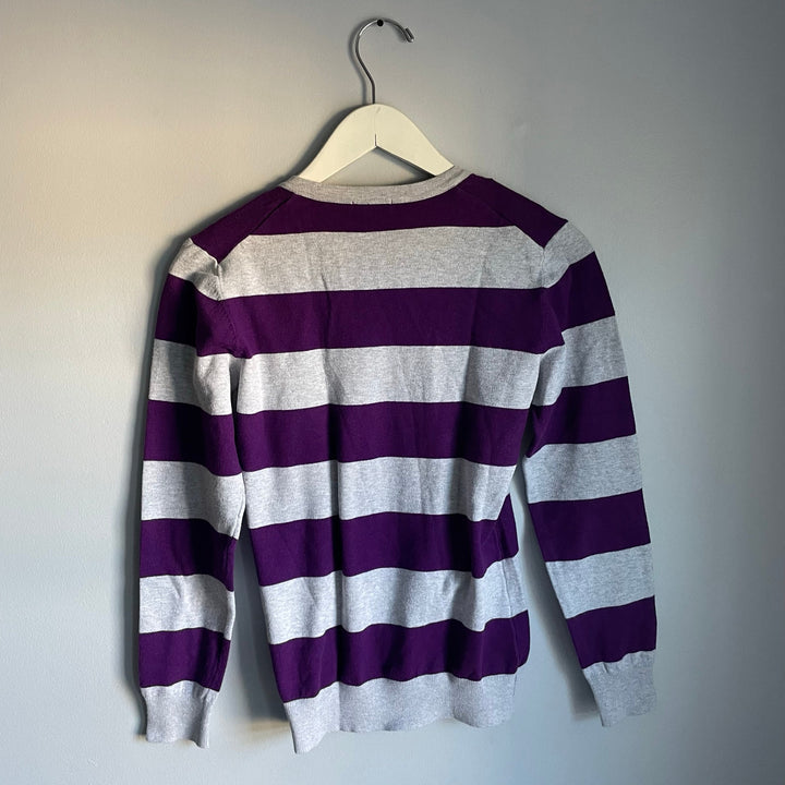 U.S.Polo Assn Y2k V neck Striped Sweater Purple Grey size Small