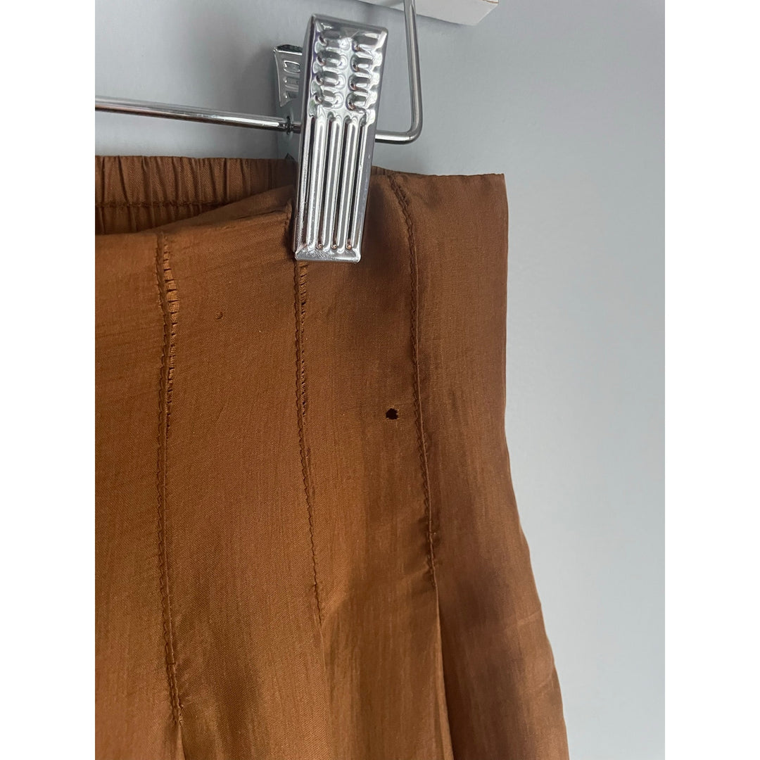 Express Brown 100% Silk tailored Shorts Flowy Rust Summer Minimalist size Medium