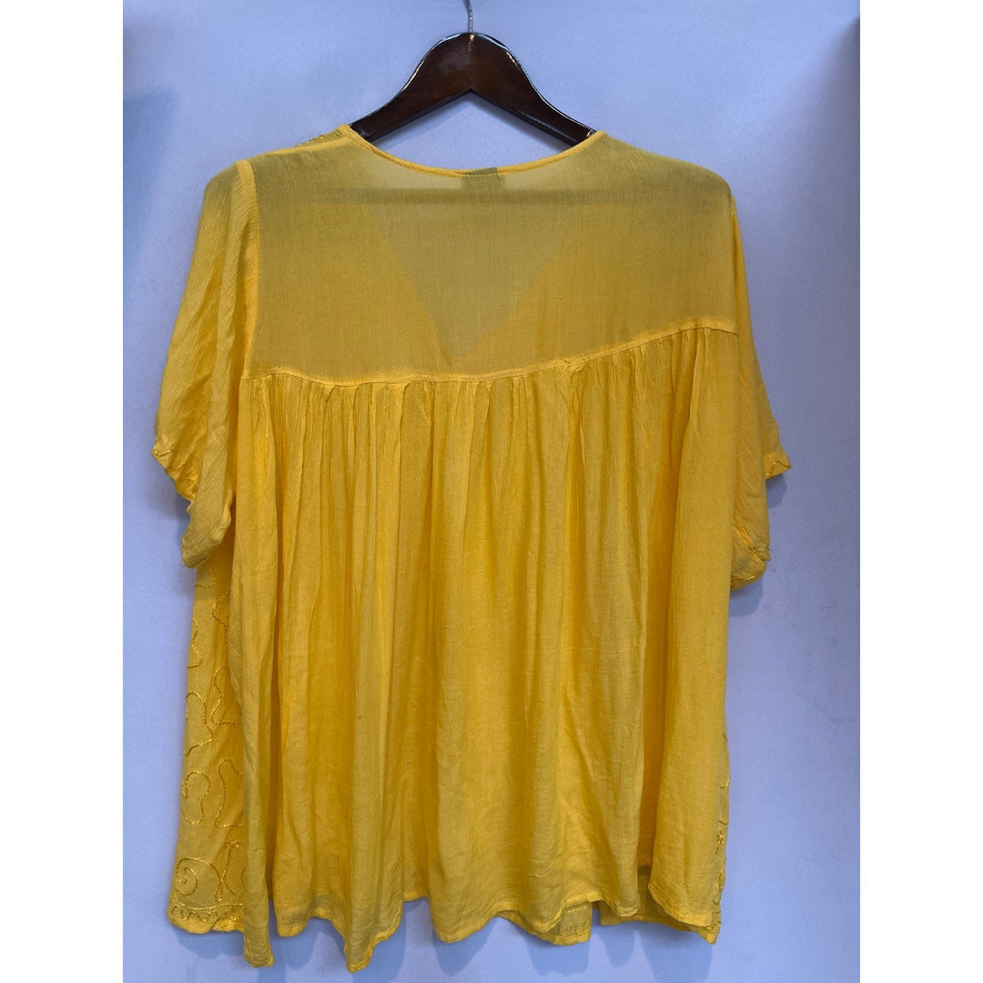 Women’s L.S.I. Yellow embroidered top One Size Swim Coverup