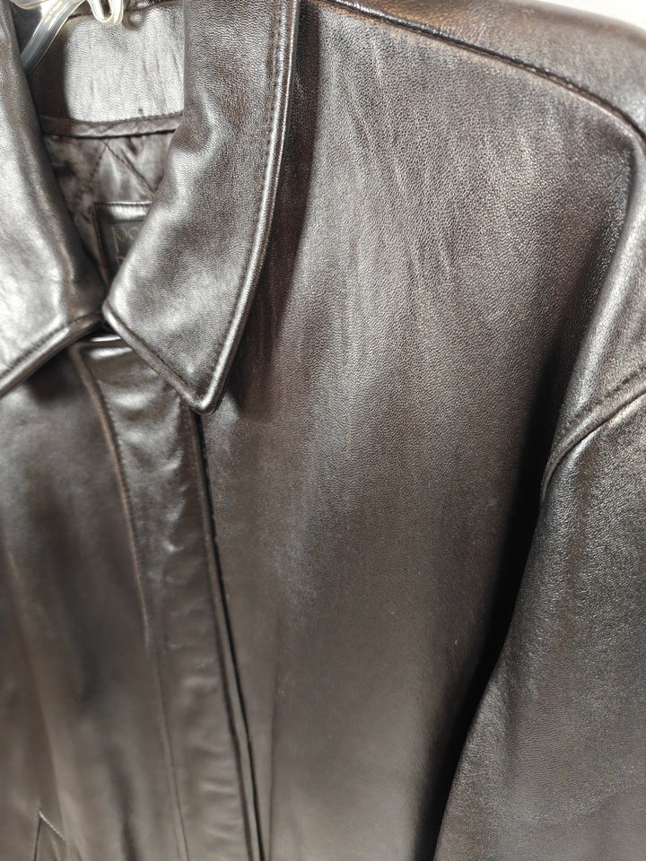 Mens Jos A Bank Genuine Leather Jacket Dark Brown Bomber XXL
