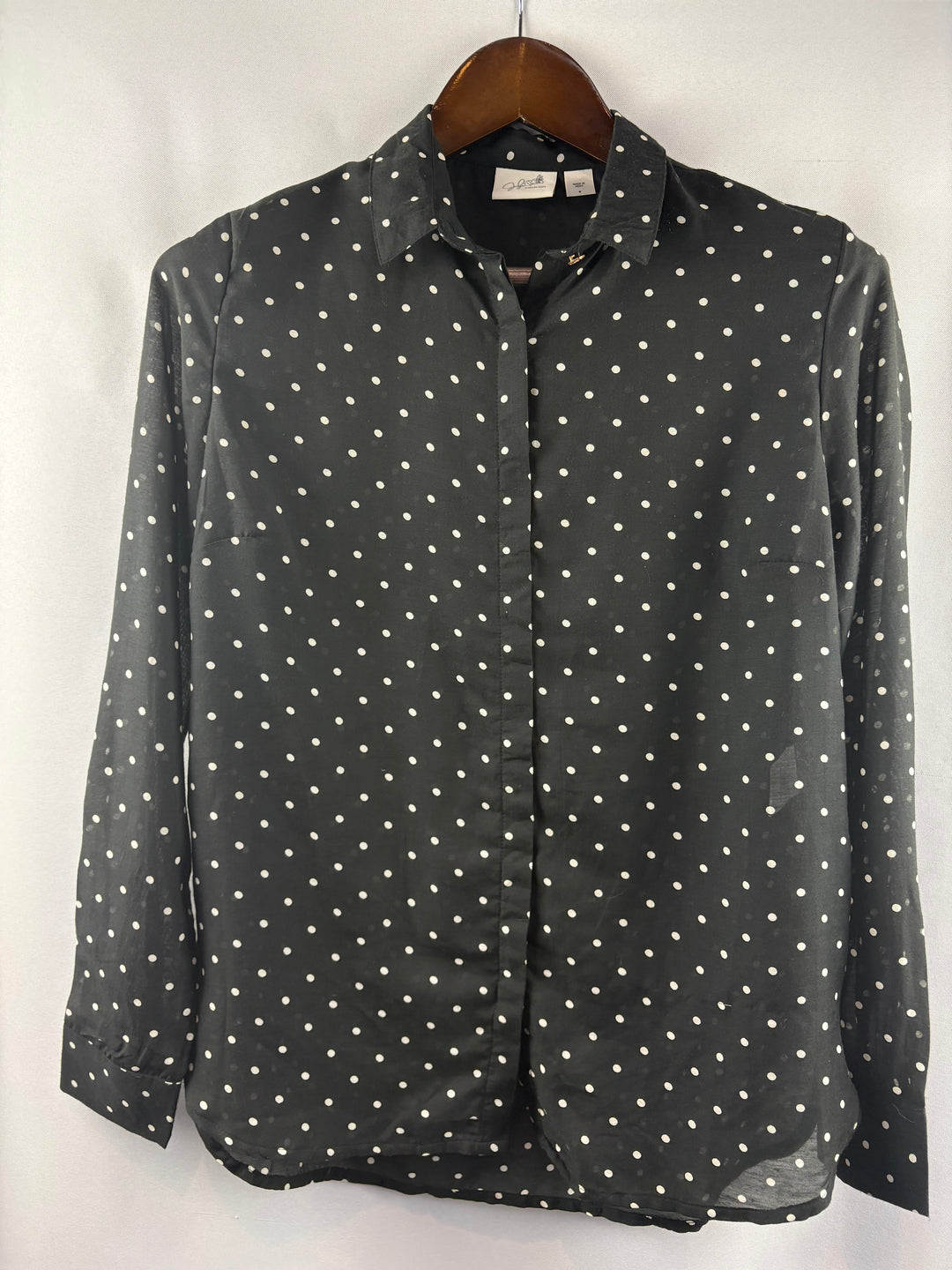 Women’s Jaclyn Smith Small Black w/ White Polka Dots Blouse