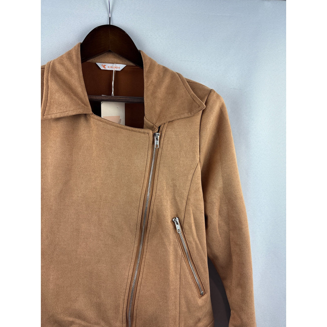 Women’s Kirundo Medium Brown Suede Zip Motorcycle Styled Jacket
