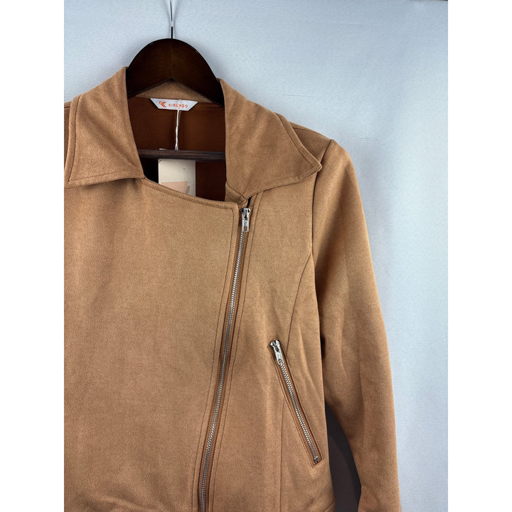Women’s Kirundo Medium Brown Suede Zip Motorcycle Styled Jacket