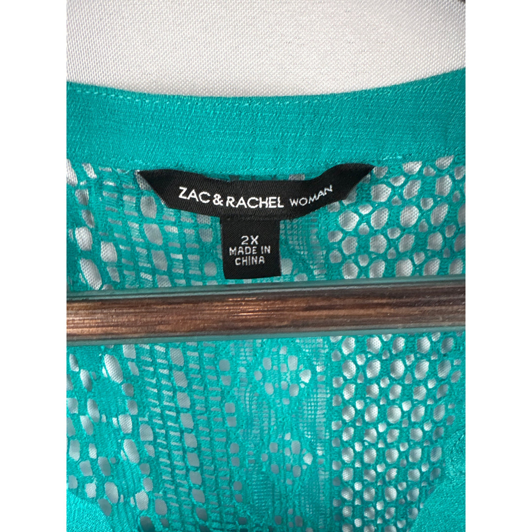 Women’s Zac & Rachel 2X Teal Sleeveless Blouse w/ Knit Neckline