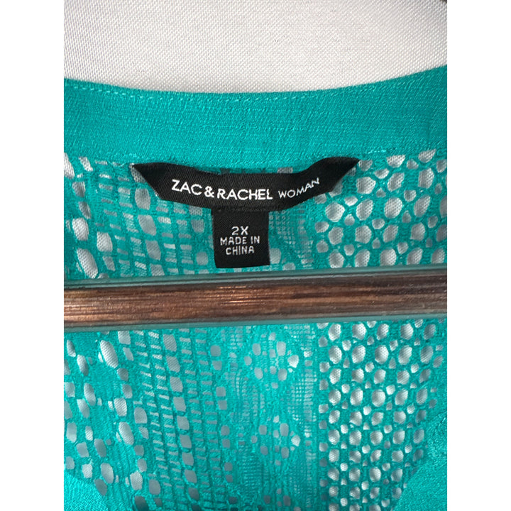 Women’s Zac & Rachel 2X Teal Sleeveless Blouse w/ Knit Neckline