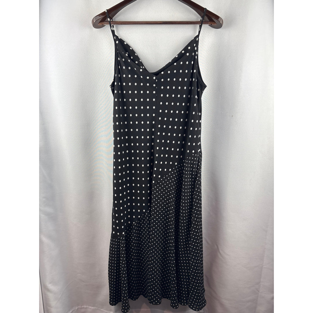 Women’s Nanette Lepore Size 12 Black w/ White Polka Dots Sleeveless Midi Dress
