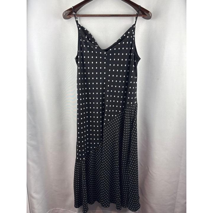 Women’s Nanette Lepore Size 12 Black w/ White Polka Dots Sleeveless Midi Dress