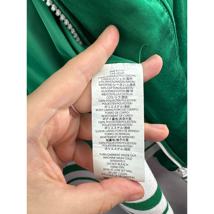 Women’s Armani Exchange XL Green Bomber Jacket w/ White Accents