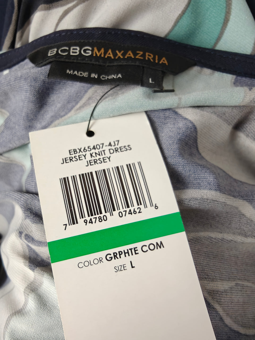 Women BCBG Max Azria Floral Print Midi Dress Navy Teal Large