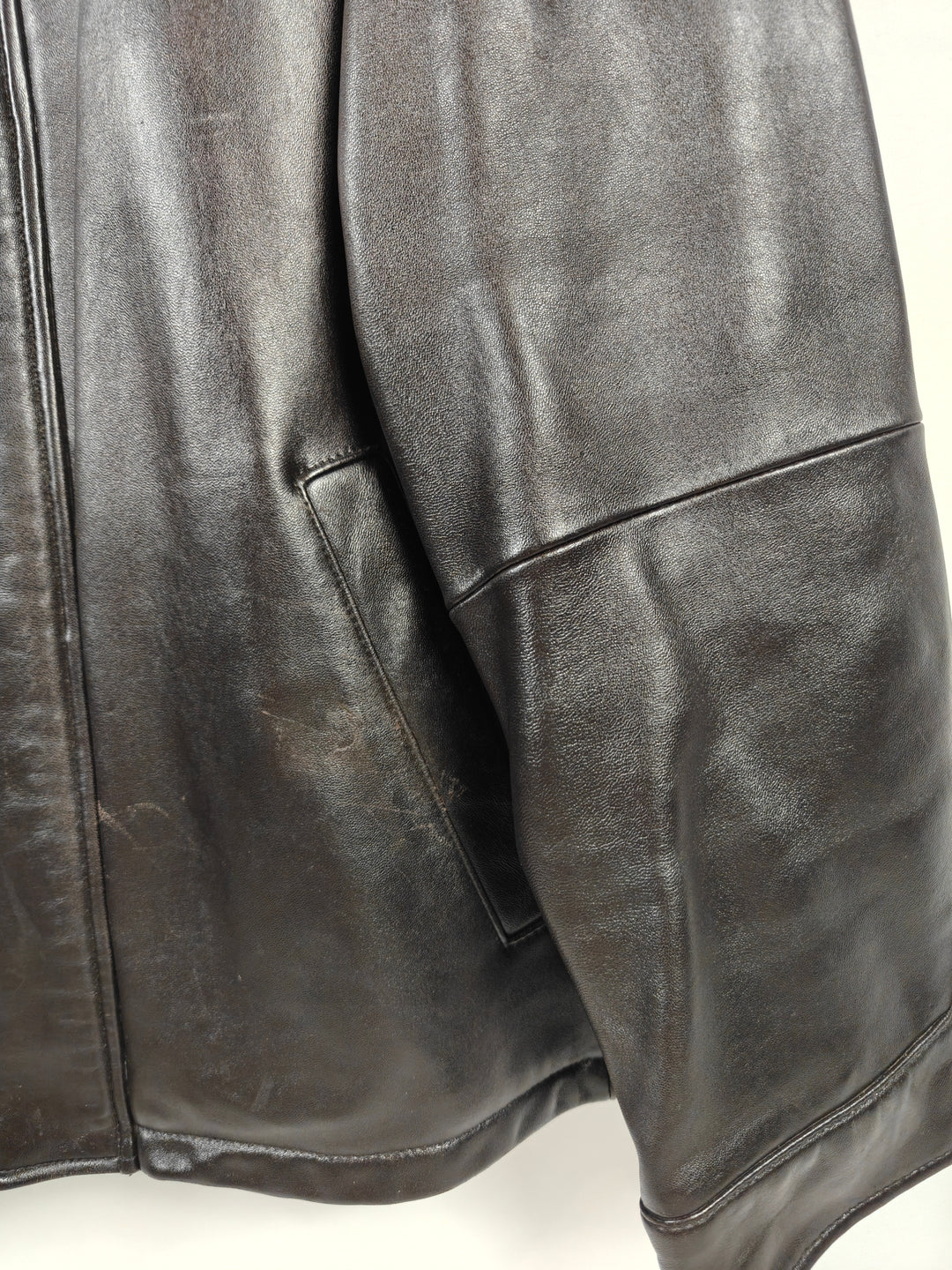 Mens Jos A Bank Genuine Leather Jacket Dark Brown Bomber XXL