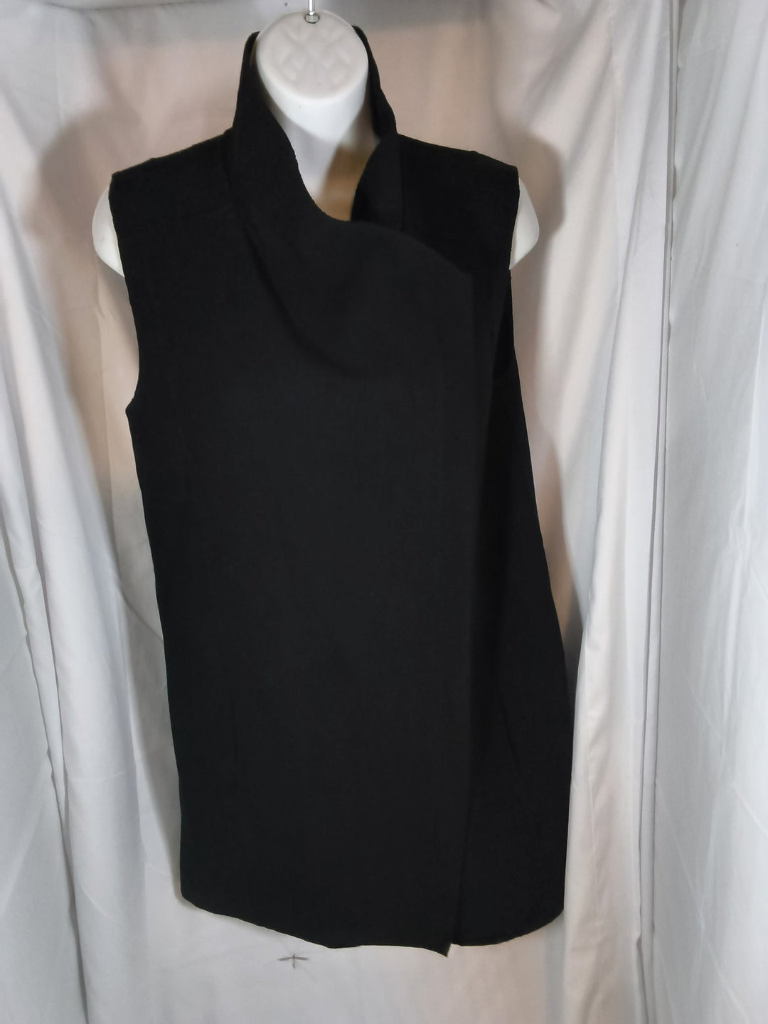 Vince Asymmetrical Draped Funnel Collar Zip Vest Black Size XS