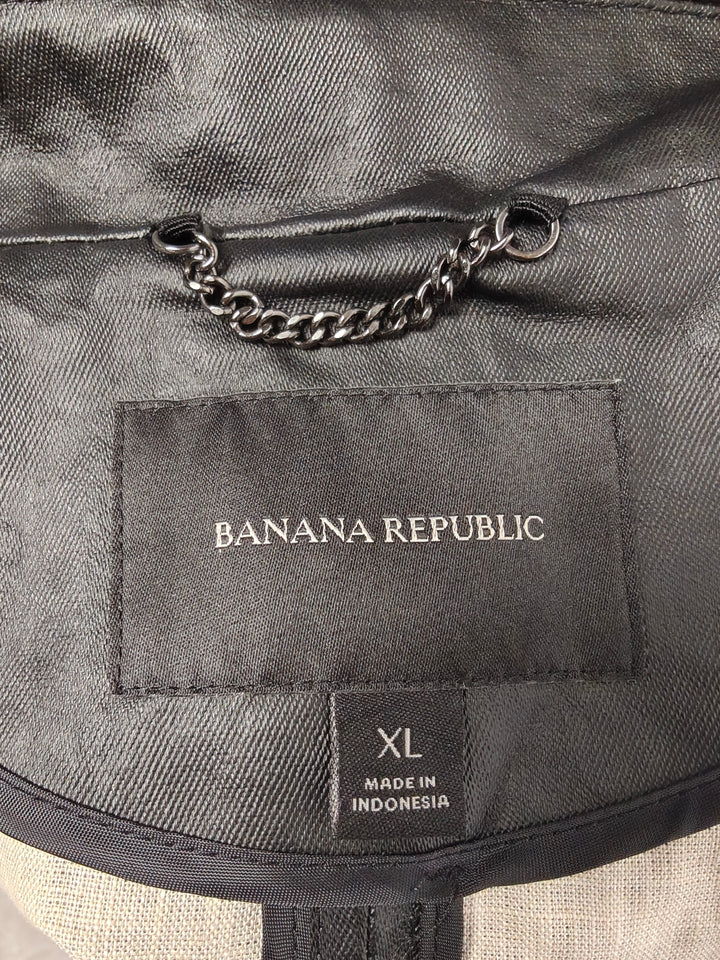 Banana Republic Womens Coated Linen Moto Jacket Black