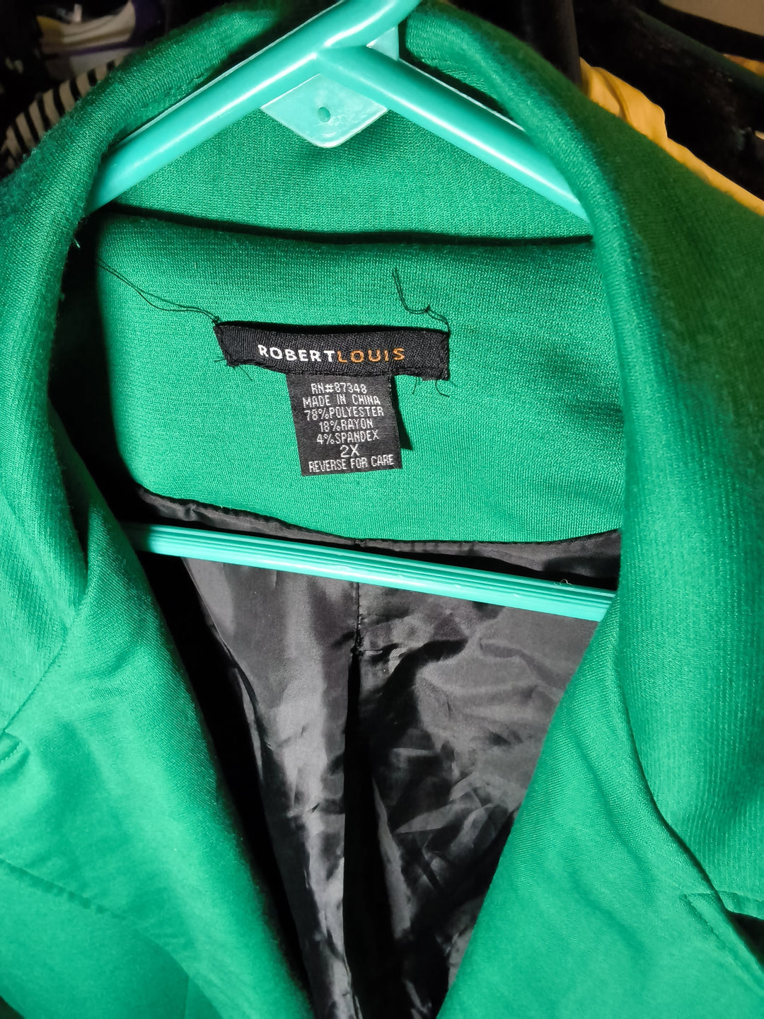 Robert Louis Green Single Button Blazer Jacket With Zipper Pockets Size 2X
