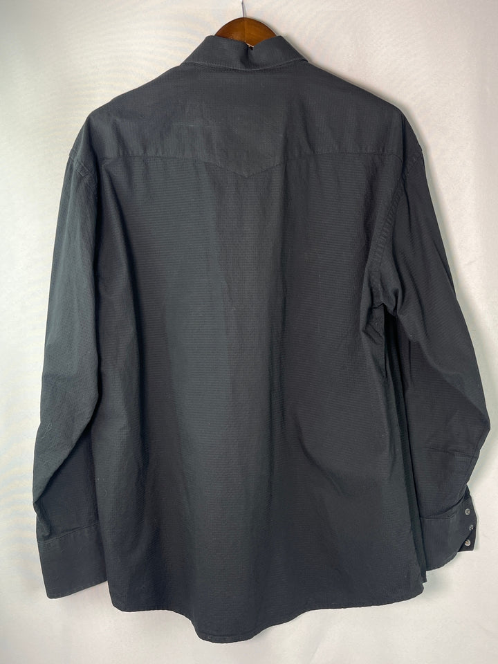 Mens Wrangler George Strait Troubadour Long Sleeve Black Snap Shirt Large
