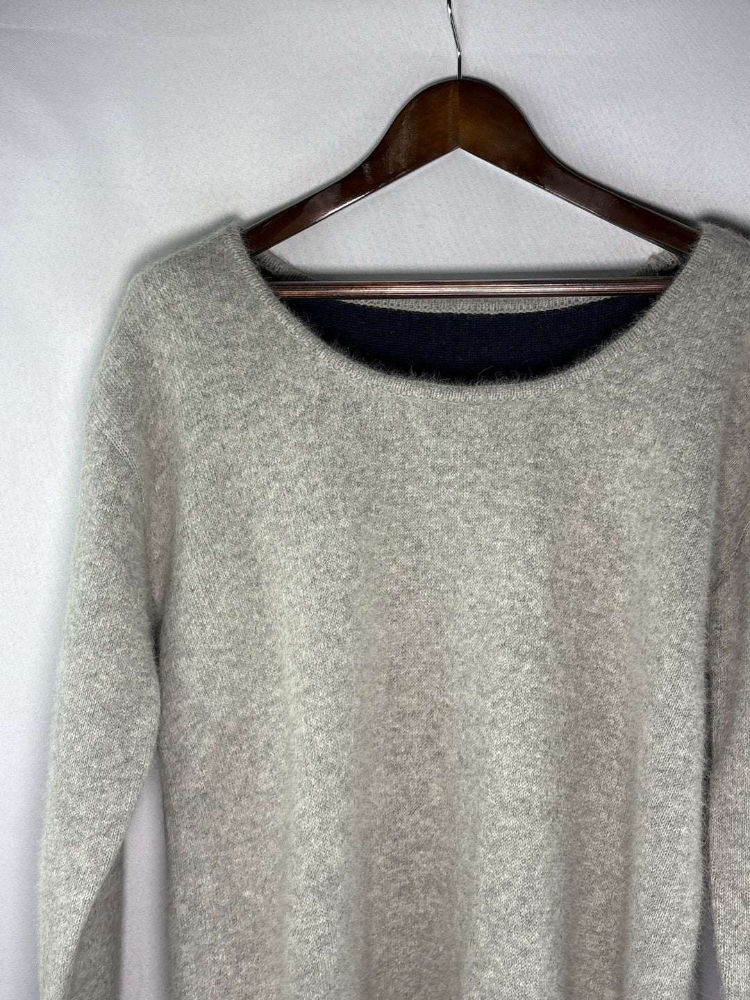 Moia Womens Pale Gray Wool Blend Scoop Neck Knit Sweater One Size