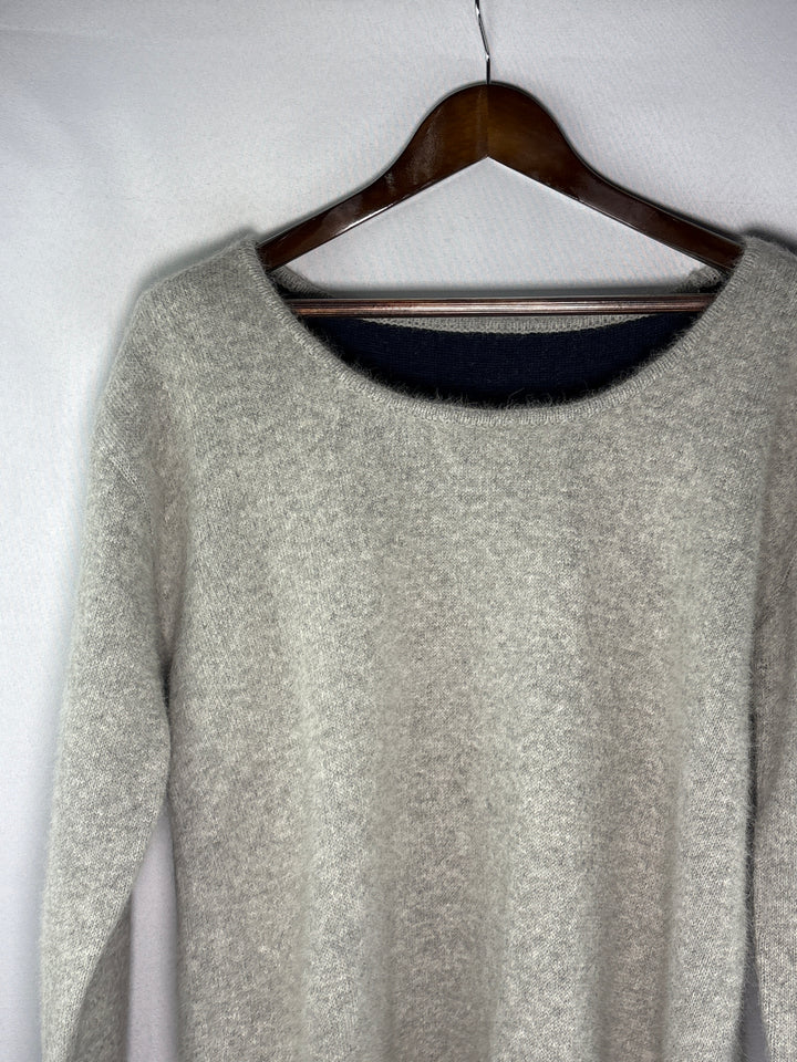 Moia Womens Pale Gray Wool Blend Scoop Neck Knit Sweater One Size
