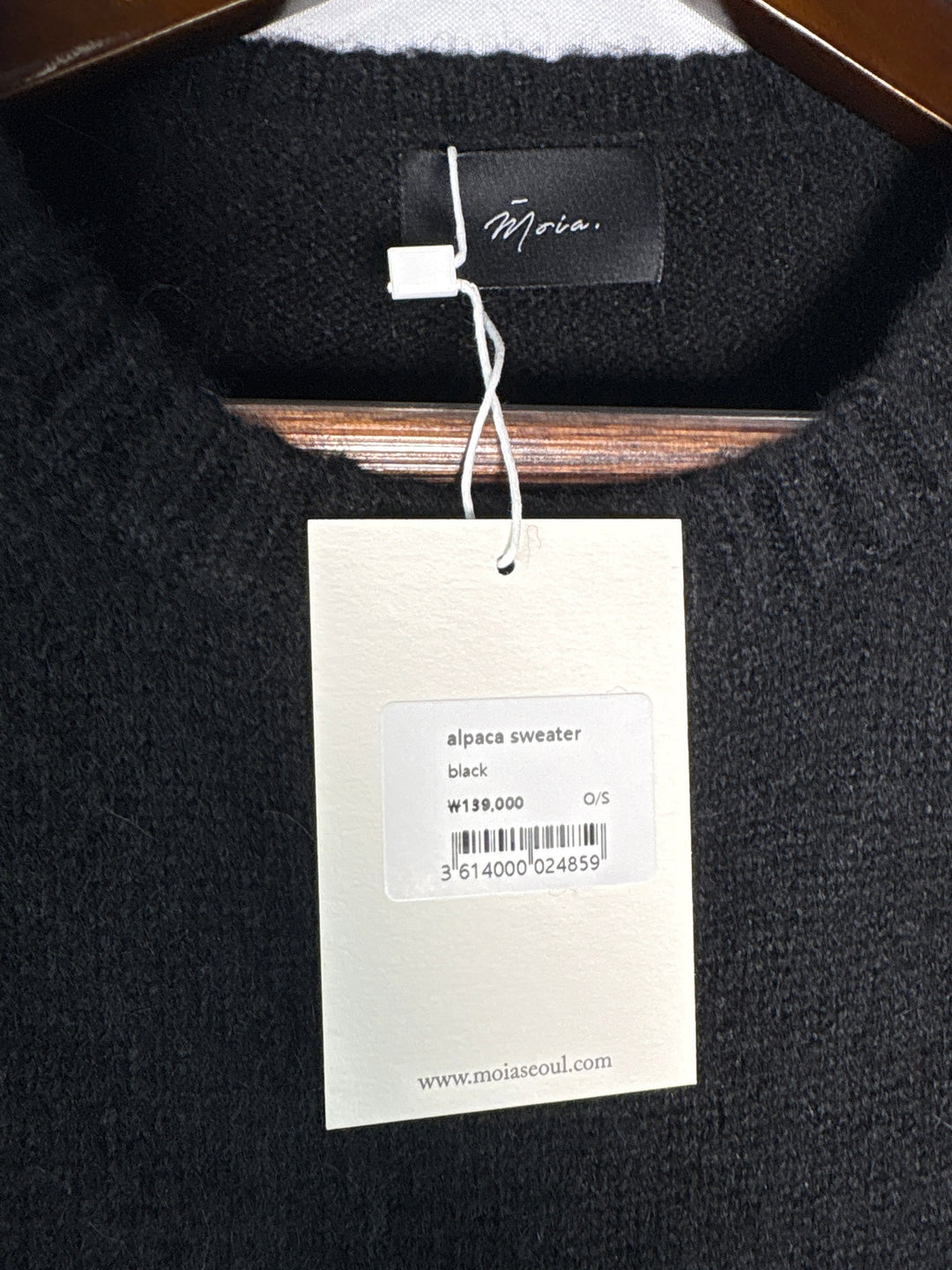 Womens Moia One Size Black Alpaca Wool Blend Crewneck Sweater