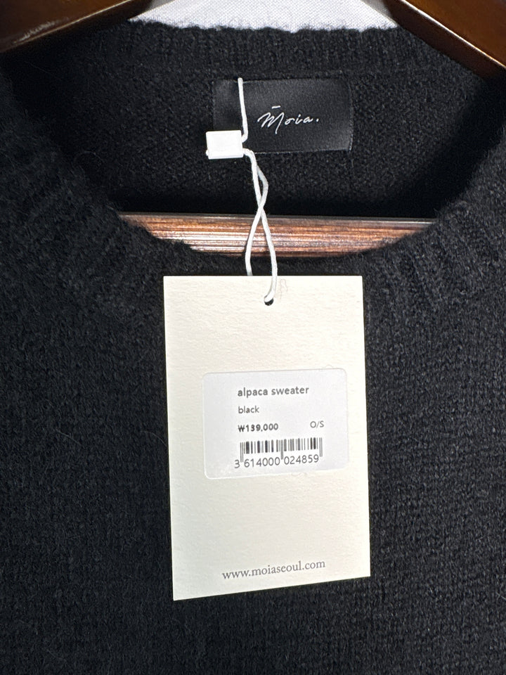 Womens Moia One Size Black Alpaca Wool Blend Crewneck Sweater