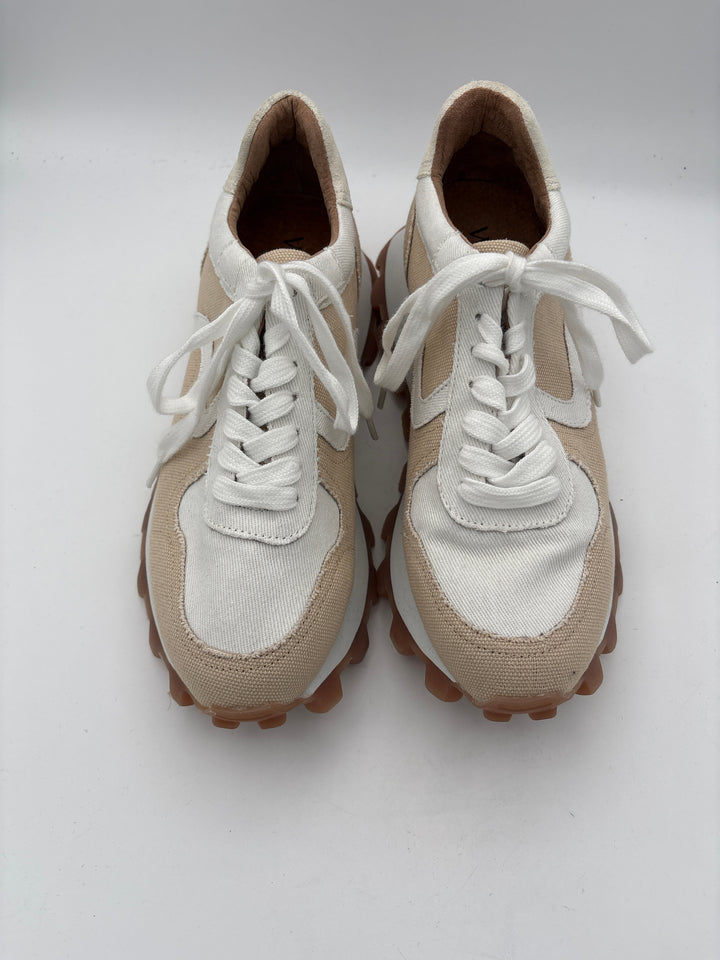 Womens Walnut Melbourne Two Inch Platform Sneakers Canvas White Beige Size 9