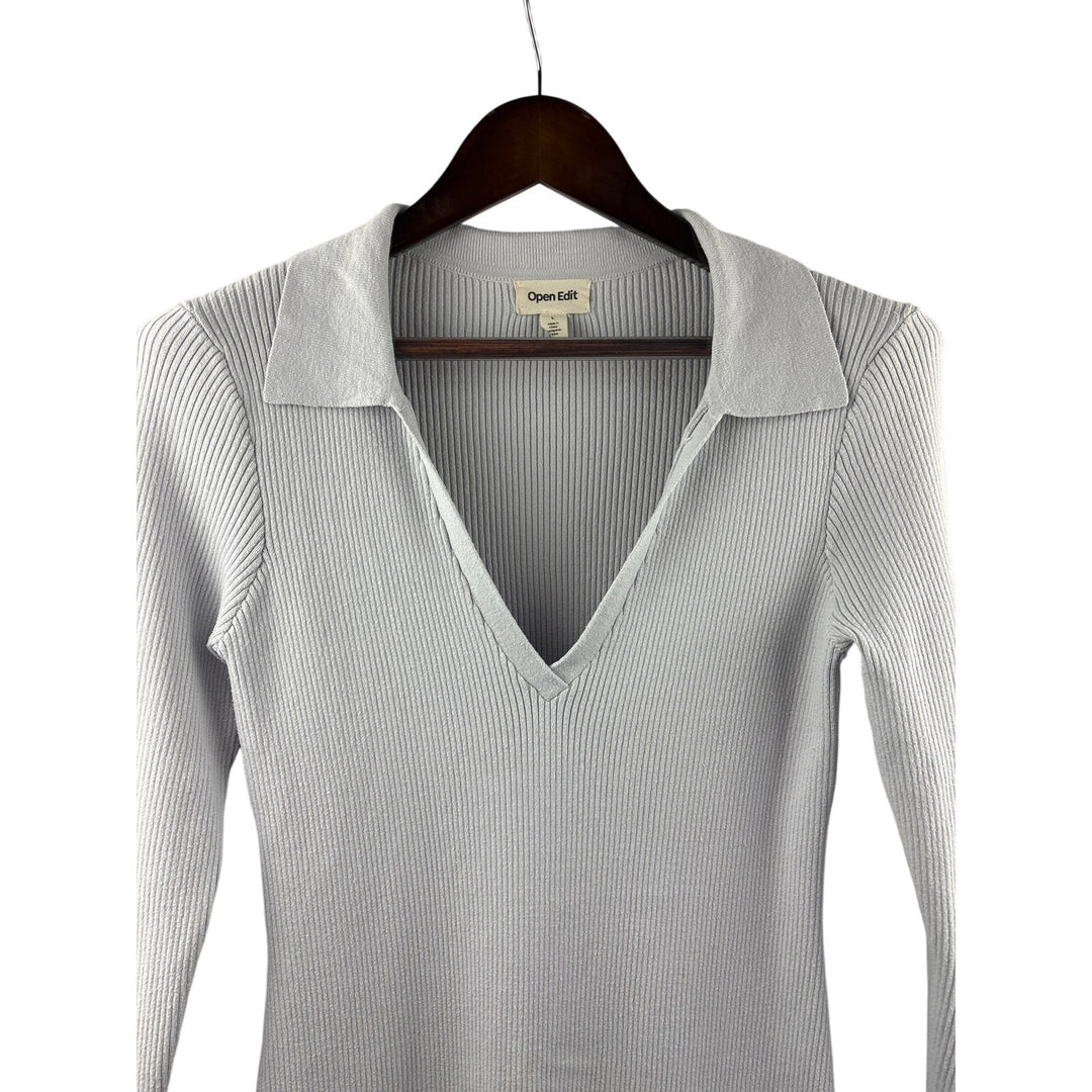 Women’s Open Edit Large Light Gray Long Sleeve Bodycon Dress