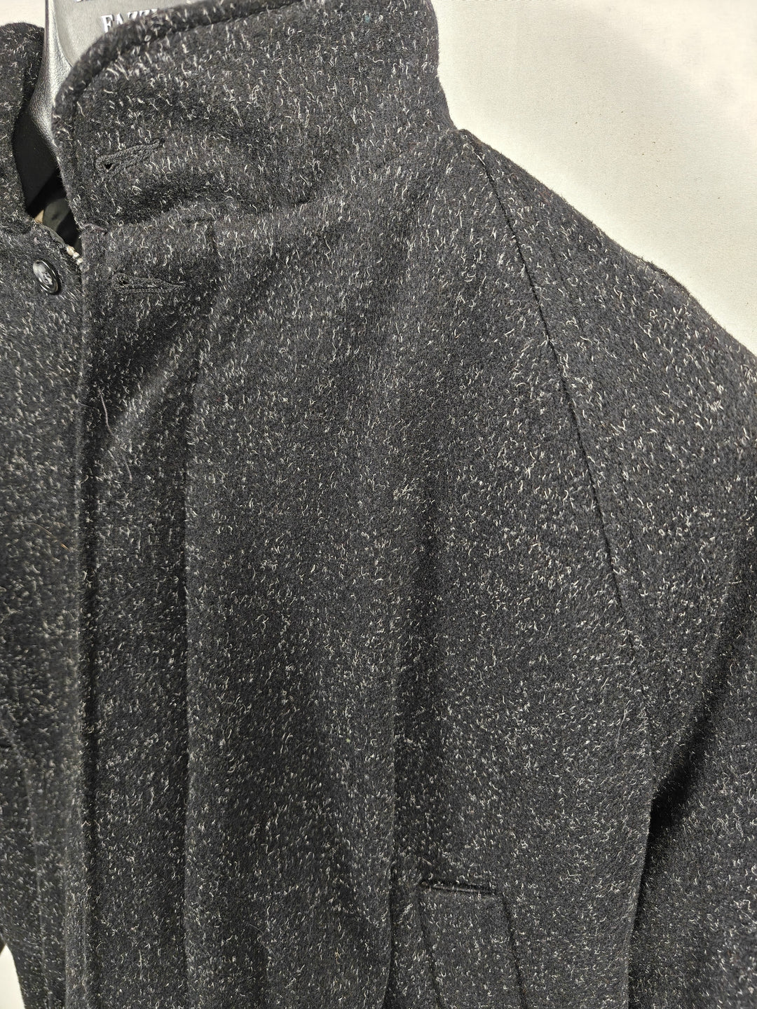 Mens Manhattan Bomber Jacket Black Charcoal Wool Look Outerwear